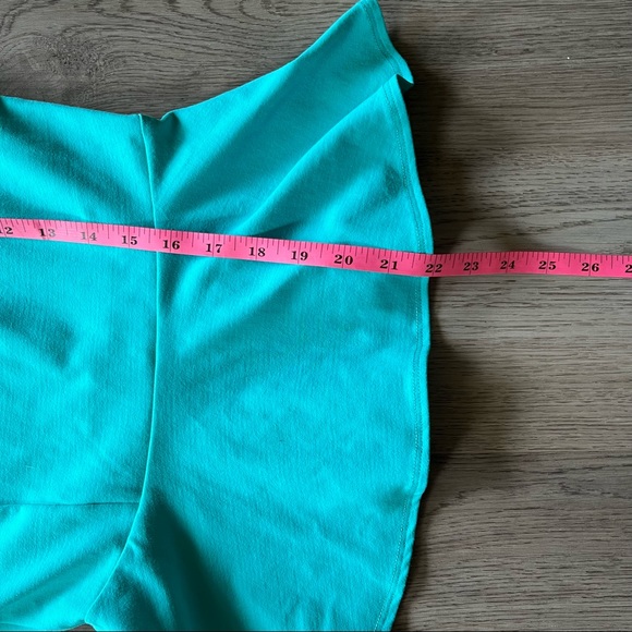 Bebe Women’s Small Aqua Peplum Tank Top Blouse w/ V-Neck Mesh Video - Picture 6 of 8